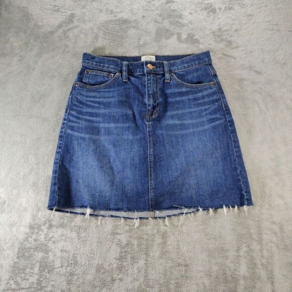 J.Crew Jean Skirt Womens 26 Blue Denim Dark Wash‎ Mini Biker Skater